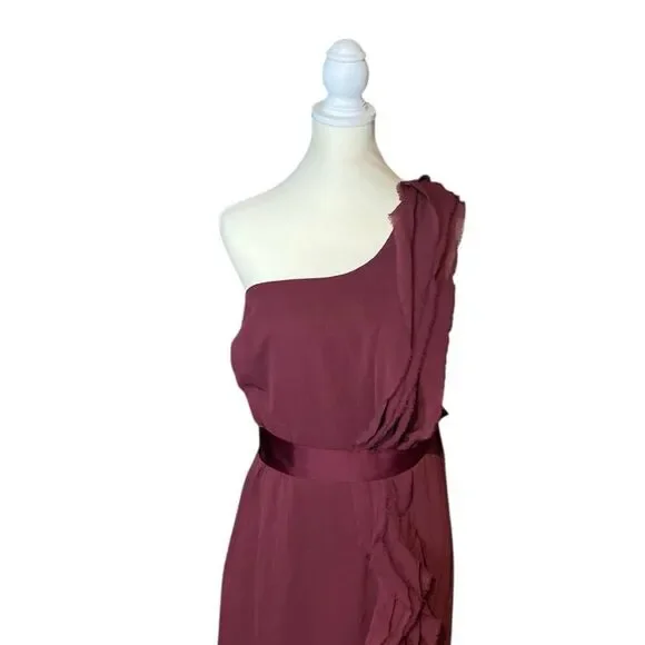 White By Vera Wang Ruffle Floral Wedding Guest Flowy Dress Burgundy US 18 - Picture 2 of 7